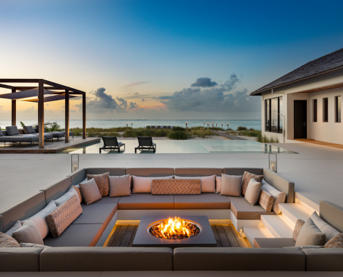beautiful property over the ocean at sunset